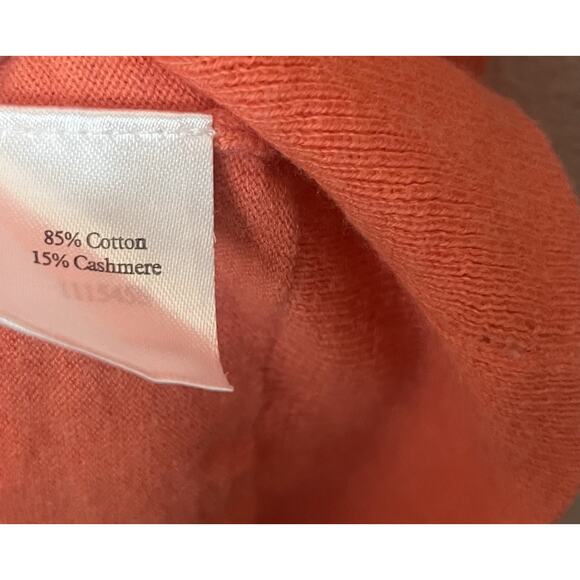 PURE Collection Short Sleeve Knit Top Cotton Cashmere Blend Sz 6 Orange - Picture 6 of 7